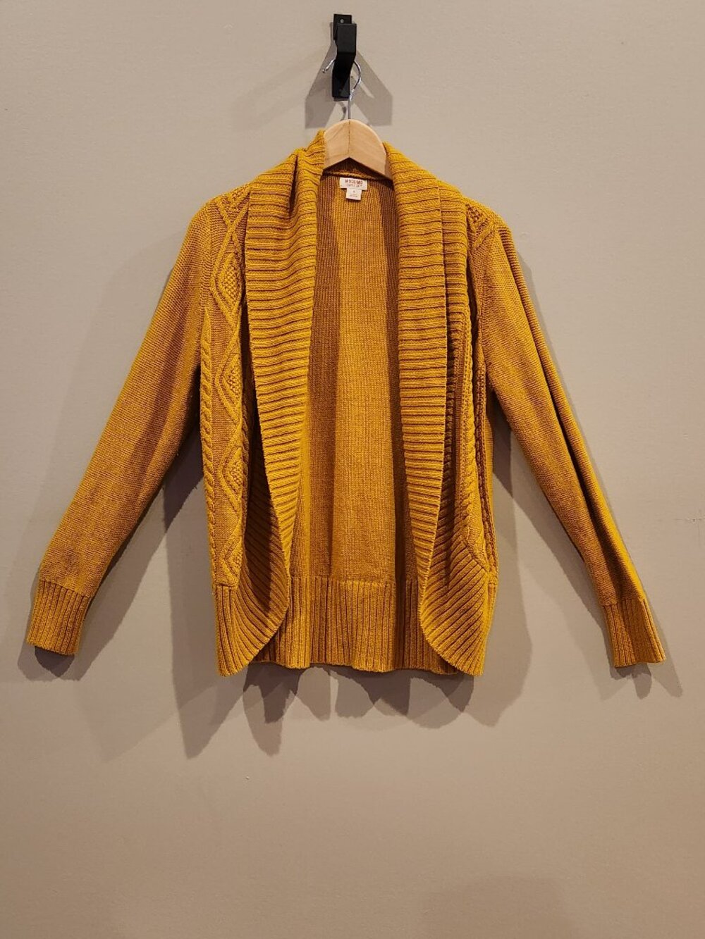 Mossimo Mustard Yellow Cable Knit Open Cardigan Small